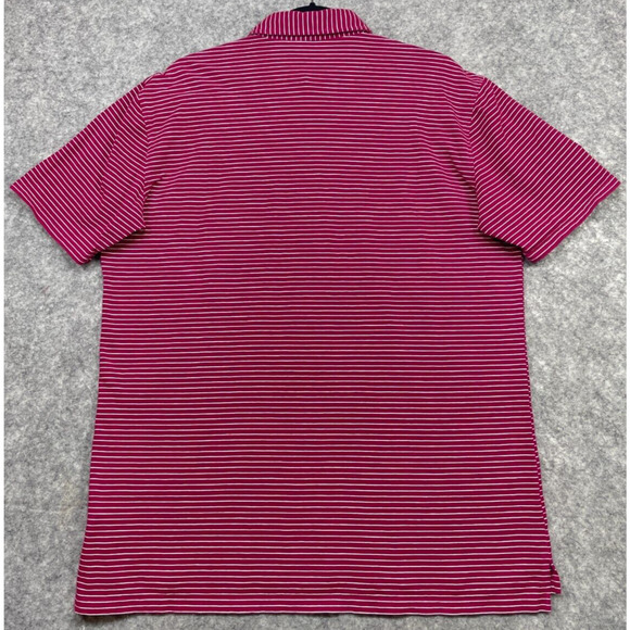Holderness Bourne Mens Egan Polo Shirt Golf Performance Stripe Pima Red White L - Picture 4 of 13